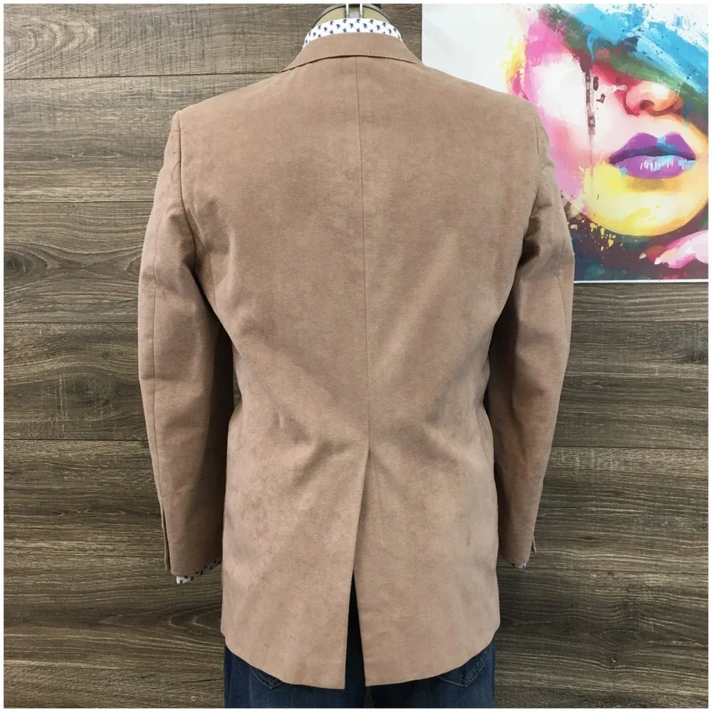 VINTAGE Mens‎ Faux Suede Blazer Sport Coat Casual Jacket Size 40R Classic Suit